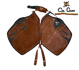 Con Cuero Grembiule Fibra Pelle Elite Fibra-Serraje Marron Corto 13222