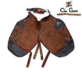 Con Cuero Grembiule Fibra Pelle Elite Fibra-Serraje Marron Largo 13223