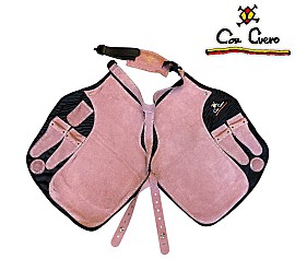 Con Cuero Grembiule Fibra Pelle Elite Fibra-Serraje Rosa Corto 13272