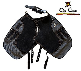 Con Cuero Grembiule Olimpic Fibra Serraje Nero Lungo 12243