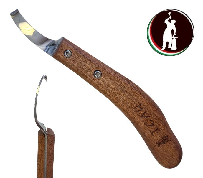 Icar COLTELLO lama INTERCAMBIABILE Manico in Mogano Drop SINISTRO